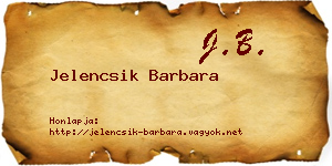 Jelencsik Barbara névjegykártya